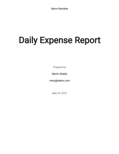 restaurant daily expense report template