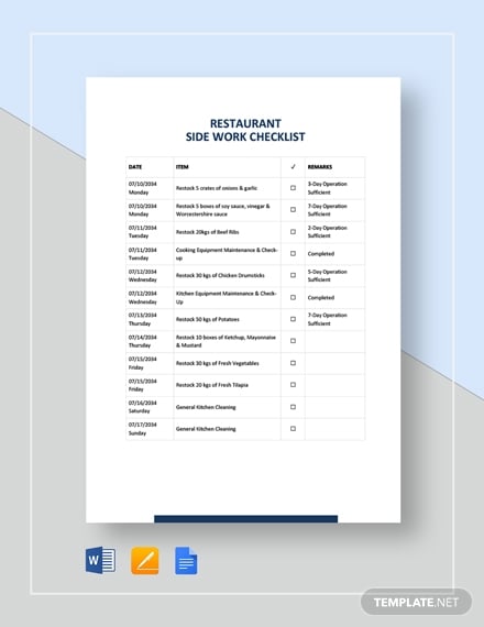 restaurant-side-work-checklist