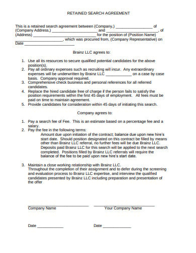retained search agreement template