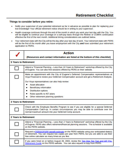 11 Retirement Checklist Templates In PDF DOC