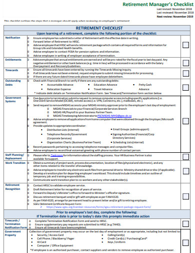 11 Retirement Checklist Templates In PDF DOC