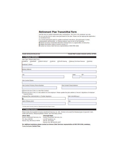 retirement plan transmittal form template