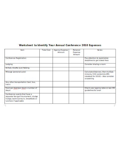 return on investment expenses worksheet