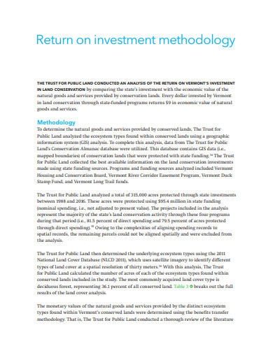 returns on investment methodology