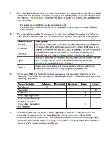 risk appetite statement template