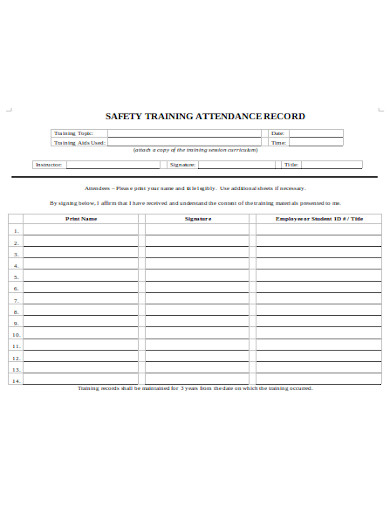 safety-attendance-record