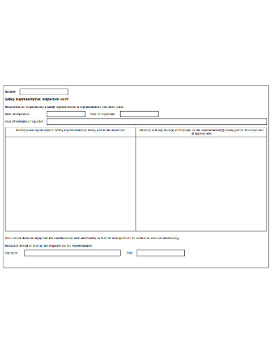 safety representative inspection form template