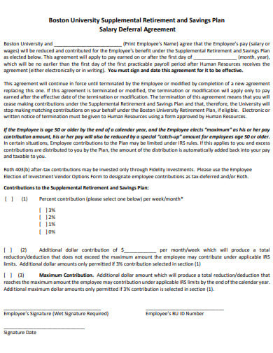salary deferral agreement template
