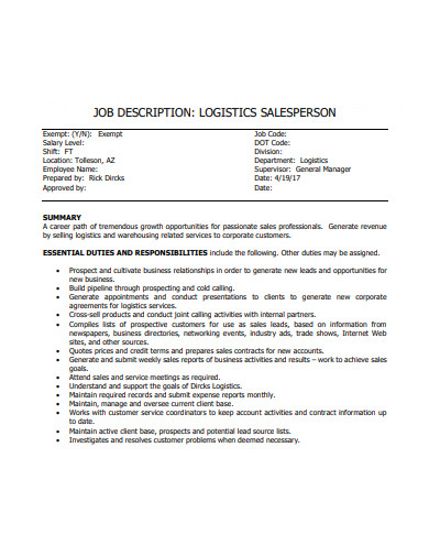 sales-person-logistics-job-description-template