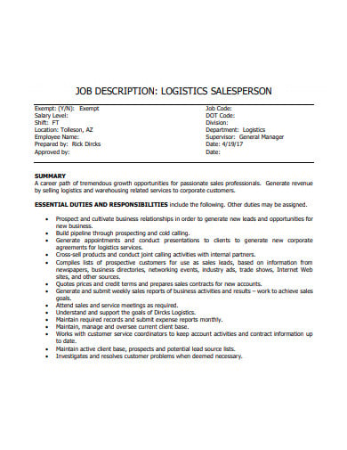 project logistics job description