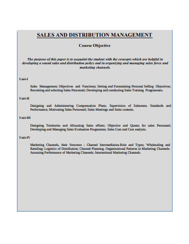 sales-and-distribution-management-course-objective