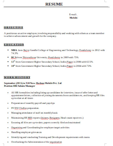 9+ FREE HR Recruiter Resume Templates in PDF | MS Word | Free & Premium ...