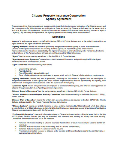 sample insurance property agency agreement