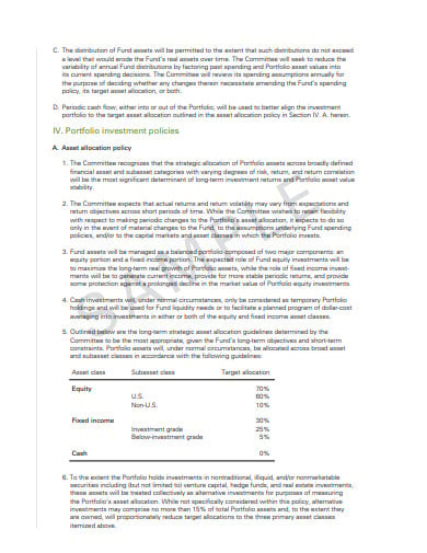 sample investment policy statement for nonprofits template