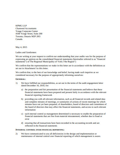 sample management representation letter template