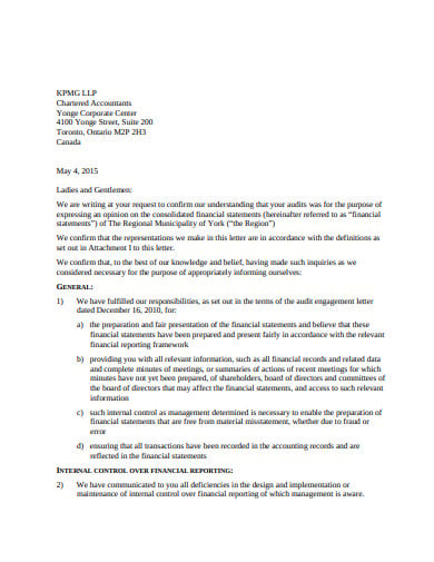 au c management representation letter