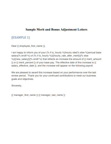 sample merit and bonus adjustment letters