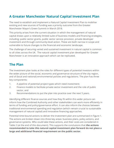 capital investment in business plan