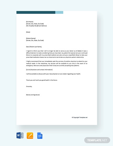 8+ Patient Termination Letter Templates - Word, PDF, Google Docs