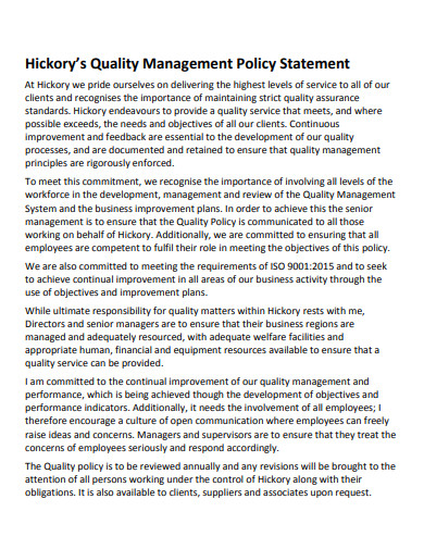 11+ Quality Management Statement Templates in PDF | DOC