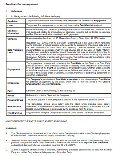 10 Recruitment Services Agreement Template In PDF MS Word