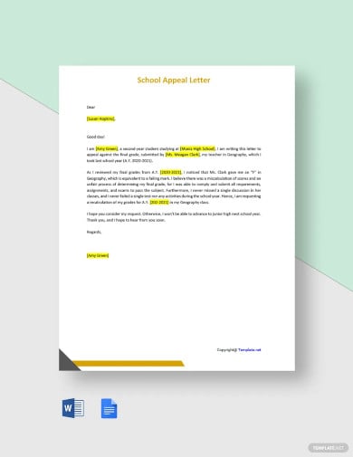 sample school appeal letter