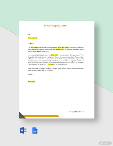 8 School Appeal Letter Templates In PDF DOC