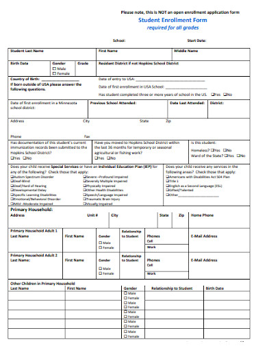 14+ Student Enrollment Form Templates PDF | DOC