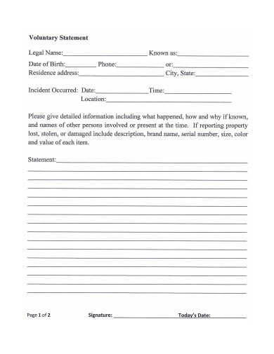 sample voluntary statement form