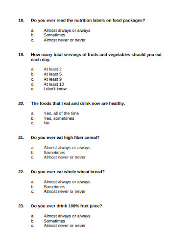 10+ Food Survey Questionnaire Templates in PDF | MS Word | Pages ...