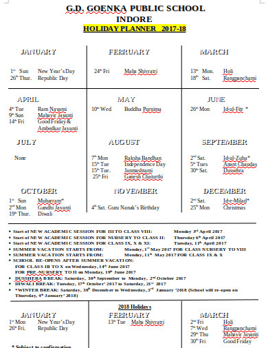 10+ School Holiday Planner Templates in PDF | Word