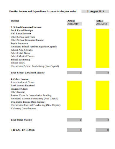 school income and expenditure statement