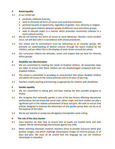 11+ School Equality Policy Templates in PDF | DOC