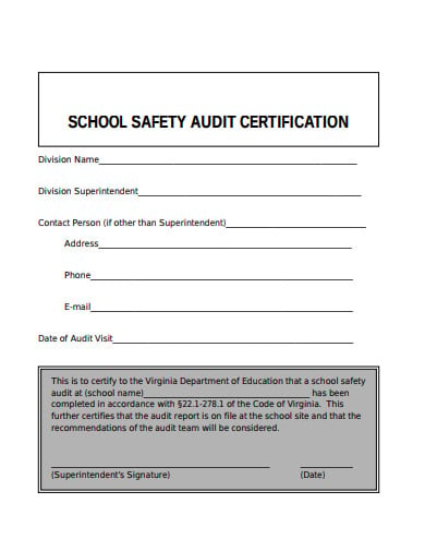 school safety audit certification