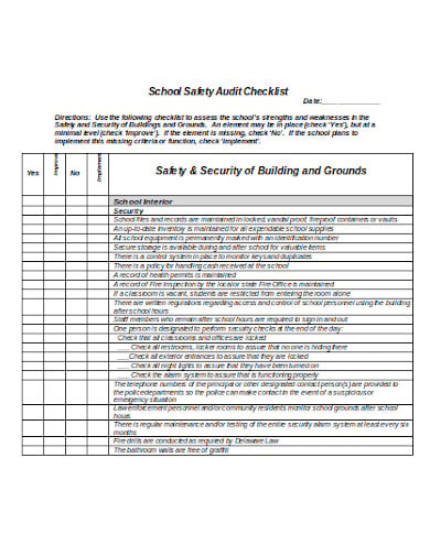 school safety audit checklist in doc