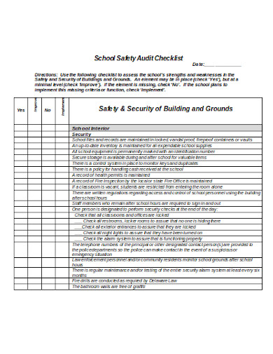 13+ School Safety Audit Checklist Templates in PDF | WORD