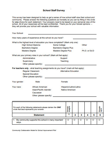 school staff survey template