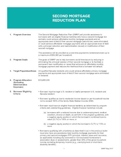 second mortgage reduction plan