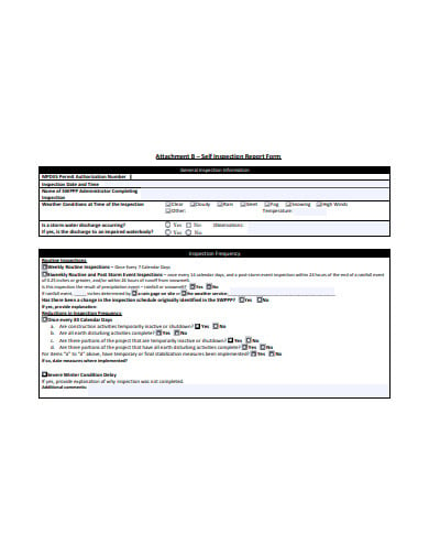 self inspection report form template
