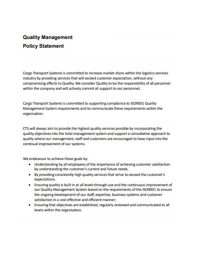 service quality management statement