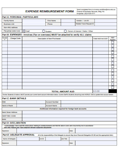 simple expense reimbursement form