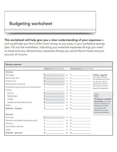 simple retirement household budgeting template