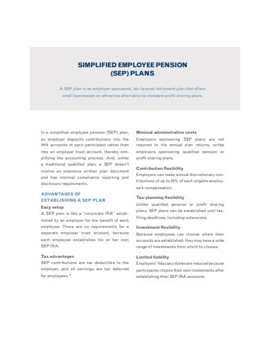 Sep Plan Simplified Employee Pension Plan – FDEU