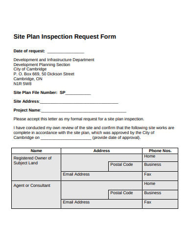site plan inspection request form