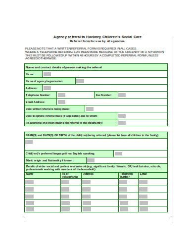 social care agency referral form