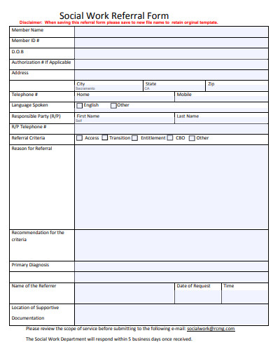 6+ Social Work Referral Form Templates in PDF | MS Word