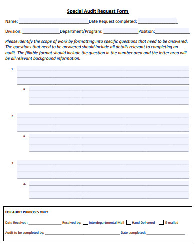 special audit request form template