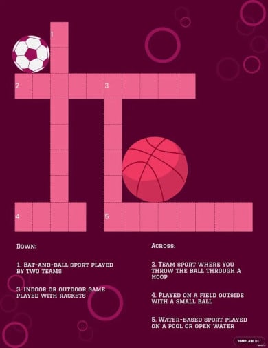 sports crossword template