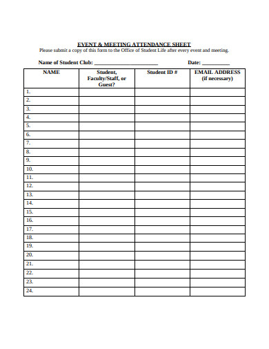 11+ Staff Meeting Attendance Sheet Templates in PDF | DOC