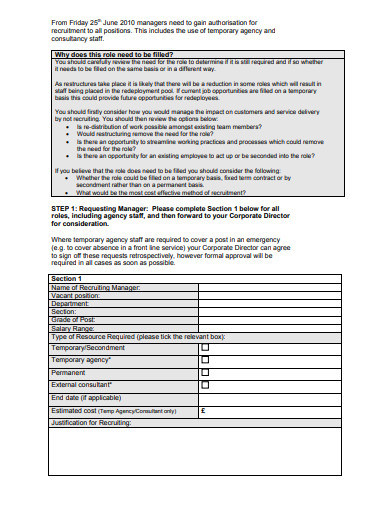 5  Recruitment Authorisation Form Templates in PDF MS Word
